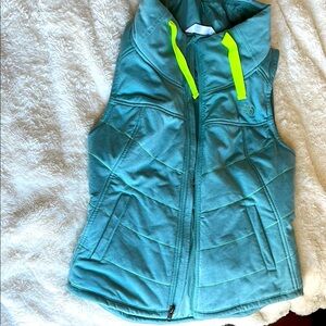 Teal Puffer Vest with Neon Accents
